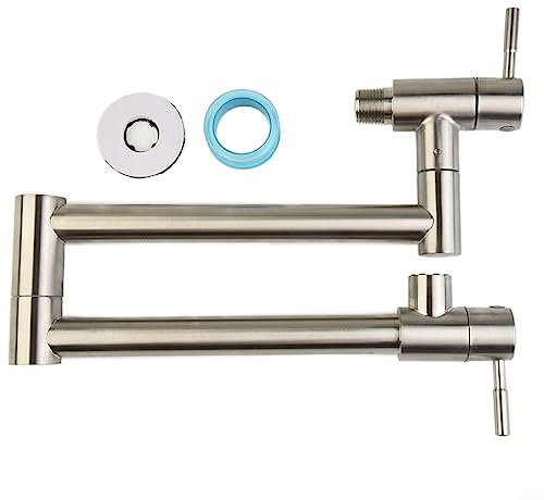 Rubinetto di riempimento della pentola,Rubinetto della stufa della cucina del montaggio a parete,Rubinetto per lavello commerciale in ottone,Braccio pieghevole oscillante,Foro singolo a doppio giunto