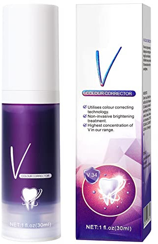FRDUGA V34 Dentifricio sbiancante viola, Denti bianchi, 1 grammo