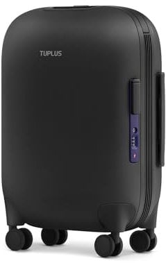 TUPLUS Koffer Trolley ABS Rollkoffer Check-in-Reisekoffer mit 4 Drehbaren Rollen und TSA-Schloss, Zeitkapsel Serie,67.7 x 46.6 x 28 cm/60L, Schwarz