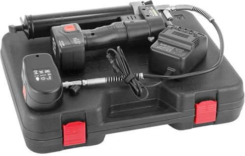 YHUEGH Powered Cordless Grease Gun with Battery Power Display, 18V Professional Rechargeable High-Pressure Grease Gun Kit, Inclued 12000psi Explosion-Proof Hose, 2 Battery Pack & Carrying Case