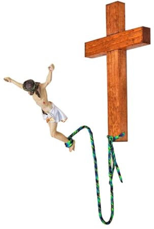 TEBI Einzigartige religiöse Kunstwerk, Bungee-Jumping, Jesus-Kreuz, handgefertigte Holz-Skulptur, dekorative Ornamente, Wanddekorationen, religiöses Sammlerstück