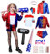 ChouGlow Quinn Costume, Cosplay Outfits con Cappotto, T-shirt, Pantaloncini, Guanti, Vestito Cosplay Costumi per Halloween Carnevale (bambini, 140)