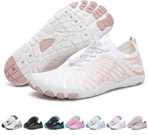 ELETON Barefoot Shoes Women Men,Wide Toe Hiking Barefoot Womens Footwear, Non-Slip Water Shoes Running Shoes Boots Sneakers Unisex White