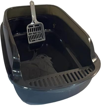 kowaku Cat Litter Box Sifting Litter Pan Large Capacity Detachable Pet Toilet Sand Box Semi Closed Sandbox for Senior Cats Kittens, Black