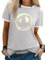 WIEIYM Women's T-Shirts Crew Neck Short Sleeve Ladies T Shirts Casual Summer Tops Smile Face Printed Tee Shirts Blouse S-XXL Grey