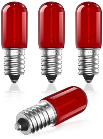 Lamptobe 4× E14 LED Light Bulb - 2W E14 Mini Small Edison Red Led Bulb with Red Glass, Electric Fire Glow Bulbs for Christmas, Halloween, Decoration, Non-Dimmable