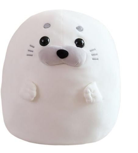 KUKUShining Niedlich Siegel Plüsch, Seehund Plüschtier Kissen Kawaii Robbe Tierkissen Kuscheltier Spielzeug for Kinder Geburtstag(White,30CM/11.8IN)
