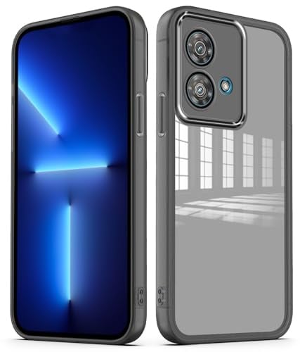 YUXING Transparent Case for Motorola Edge 40 Neo with Camera Lens Protector Soft Ultra Thin Slim Shockproof Bumper Back Cover - Black