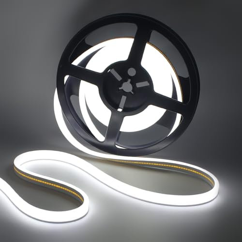 XUNATA Doppelseitig Beleuchten COB Neon LED Streifen, 12V 320LEDs/m Superhell Hohe Dichte IP65 Wasserdicht, Flex Diffusion COB LED Schlauch Lichtband Strip (Weiß, 0.5M)