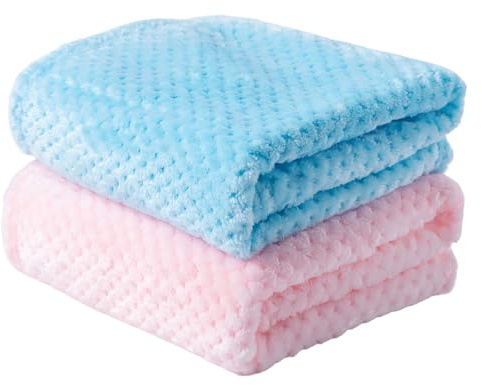 SLSON 2 Decken Hundedecken Katzendecken,Weiche Doppelseitige Haustierdecken für Sofas, Stühle,Autos,Reisen und Haustiere Warm Halten,Maschinenwaschbar,70×100 cm (Blau und Rosa)