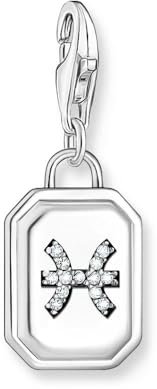 THOMAS SABO Charm-Anhänger Sternzeichen Fische mit Steinen Silber 925 Sterlingsilber, Geschwärzt 2142-643-21