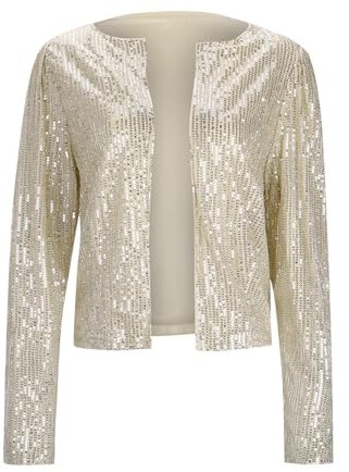 Foweknow Baseball Jacke Damen Pailletten Langarm Jacken 70Er Jahre Outfit Party Disco Outfit Damen Glitzer Partyblazer Xmas Elegant Jacke Damen Leichte Sweatjacke Karneval Kostüm