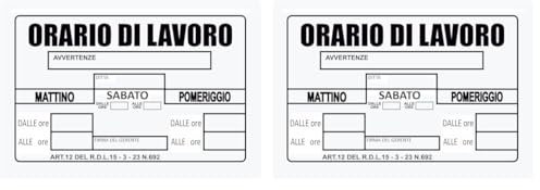Kippen 9110 - Cartello Segnaletico in PVC - ORARIO DI LAVORO (Confezione da 2)