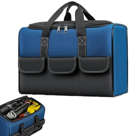 Plumber Tool Bag - Waterproof Large Tote with Zippered Pocket | Tool Storage Organizer for Electricians, Carpenters & Tradesmen | Durable Carry Bag
