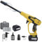 Akku Hochdruckreiniger, 21V MAX 200Bar/2900PSI Tragbarer Hochdruckreiniger mit 4,0Ah Akku, 5M Schlauch, Schaumkanne, LCD-Anzeige für Leistung und 3 Geschwindigkeiten (mit 1x Akku)