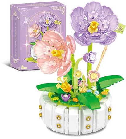Botanicals Les Violette- Décoration avec Fleurs VioletteBonsai artificielles, Décoration de Maison Plante, Set de Construction pour Adulte -Cadeau pour Fille dès 9 Ans