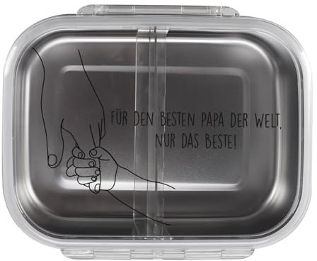 Herz & Heim® Personalisierte Brotdose aus Edelstahl mit Name oder Wunschtext – Motive für Männer – Individuelle Lunchbox aus Metall mit Tritan-Deckel & Silikondichtung (Papa)