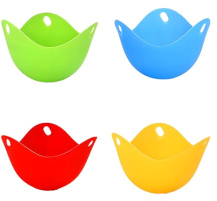 4 Pcs Egg Poacher Cups, Silicone Egg Poacher Cups, Poached Egg Moulds for Egg Poacher Pan Cookware Boiler Steamer Microwave