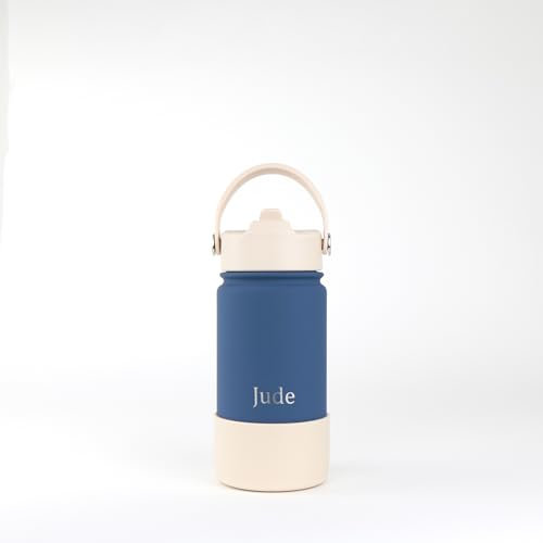 cribstar Personalised Insulated Straw Water Bottle | Stainless Steel | Laser Engraved | 12 Hours Hot & 24 Hours Cold | Vaccum Flask | Straw Lid | BPA Free (Oxford Blue - 14oz/400ml)