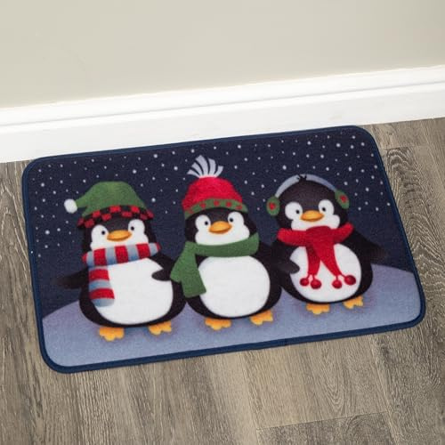 Samuel ALEXANDER 60cm x 40cm Frosty Penguins Fabric Christmas Doormat