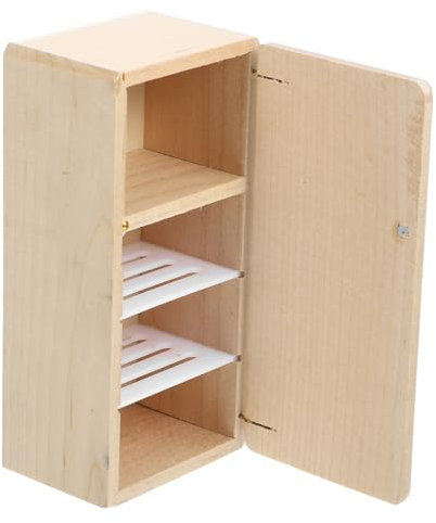 CIYODO Mini Kühlschrank Modell aus Holz Unbemalter Kühlschrank für Puppenhaus Deko Möbel für Szenen