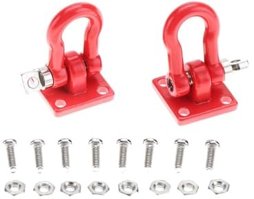 KooingTech RC Trailer Buckle, RC Schlossfalle, 2 Stück Abschlepphaken Haken Schnalle Winde SchäKel ZubehöR für Climbing Crawler(Rot)