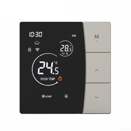 Sumsoctober Thermostat intelligent WiFi pour Tuya compatible avec les plateformes vocales assistantes pour chauffage au sol électrique et chaudières à gaz avec design économe en énergie (gris 16A-WIFI