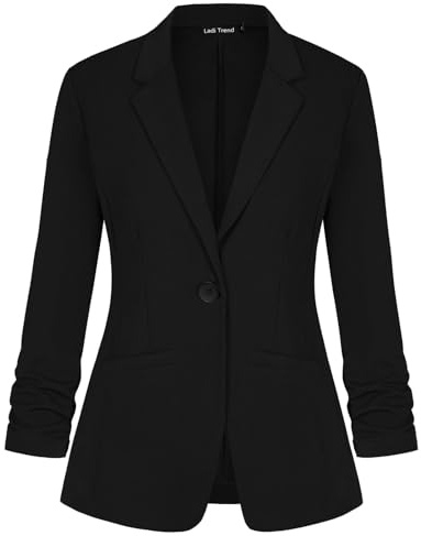LADI TREND Womens Blazers Suit One Button Suit Notched Lapel Jacket Elegant Formal Casual(Black M)