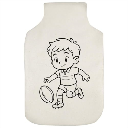Azeeda 'Boy Playing Rugby' Hot Water Bottle Cover (HW00045286)