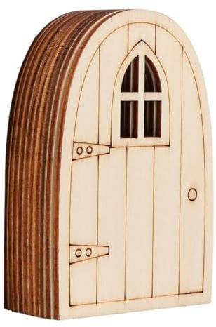Housoutil 10 Stück Miniatur Holztüren 3mm Unbemalt zum Bemalen Gartendekoration Selbstgemacht Feentüren Holzmodelle