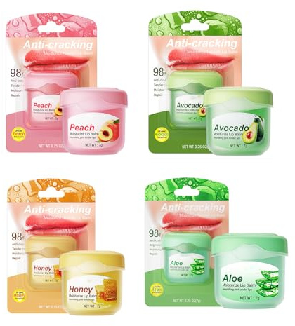 Honey Balm - Feuchtigkeitsspendende Lippenmaske & Übernachtungslippenschlafmaske, Hydratisiert Tief, Verhindert Trockenheit, Exfoliiert Tote Haut (#B, 7g*4)