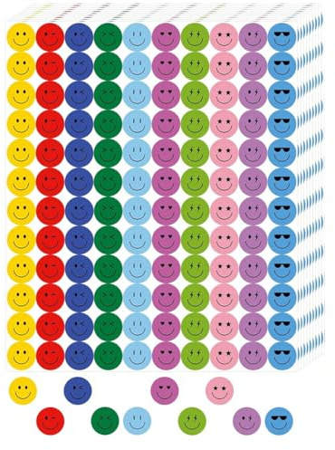 1200 Stück Smiley Aufkleber, Sticker Belohnungssticker Meme Sticker Lehrer,Smile Aufkleber Sticker Klein, Mehrere Ausdrücke Für Lehrer Moderationskarten Für Kinder(A)