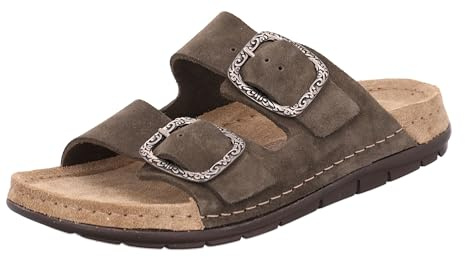 Rohde Damen Pantolette mit Zwei Schnallen aus Velourleder Rodigo-D 5893, Größe:38 EU, Farbe:Grün