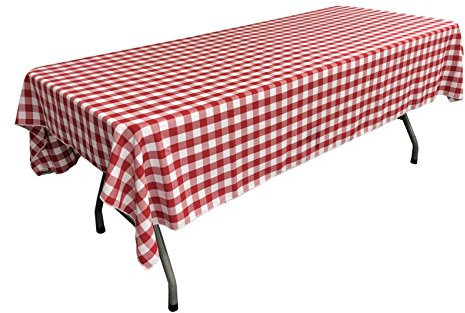 LA Linen Nappe rectangulaire à Carreaux Rouge et Blanc 152,4 x 274,3 cm