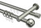 Interdeco Gardinenstangen mit Rundrohr und Innenlauf Edelstahl Optik 20 mm Ø zweiläufig Platon Luino, 180 cm