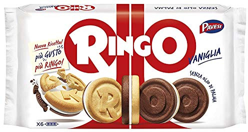 12x Pavesi Kekse Ringo 330g Kuchen mit Vanille 6 snack cookies schoko riegel