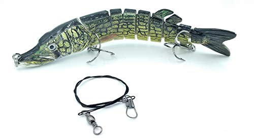 SIMSA-Expert Hecht Wobbler | Swimbait Kunstköder Shad (15cm 26g) | Stahlvorfach (30cm) Set für Barsch Zander