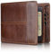 swallowmall Mens RFID Genuine Leather Slim Bifold Wallets for Men with ID Window 18 Card Holders