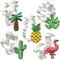 KENIAO Tropical Flamingo Cookie Cutter Set - 5 Piece - Flamingo, Palm Tree, Cactus, Pineapple and Tropical Leaf Fondant Biscuit Cutters - Stainless Steel