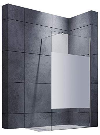 SONNI Paroi de douche 80 x 200 cm Partiellement satinée Walk dans paroi de douche avec stabilisateur réglable (70-120 cm)