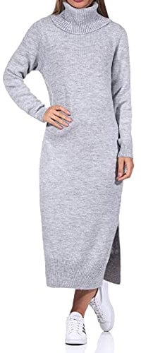 ONLY Women's Onlbrandie L/S Roll Neck Knt Noos Dress, Grey Melange, XS UK