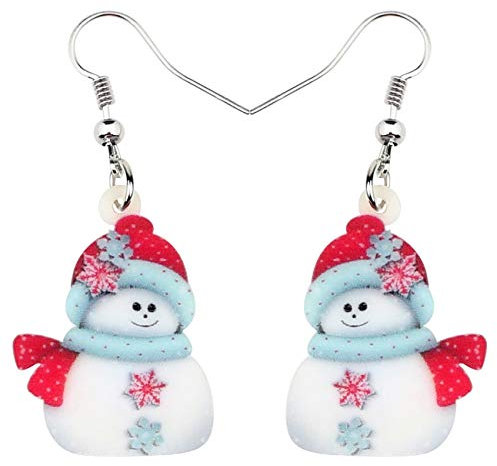 DUOWEI Acryl Weihnachten Hut Schneemann Ohrringe Schmuck für Frauen Kinder Teens Party Geschenke (Mehrfarbig)