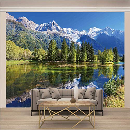Psifound® 3D Wandbild Selbstklebende Tapete 200X150Cm Grün Pflanzen See Berge 3D Wandaufkleber Diy Kinderzimmer Tapete Poster Fototapete Junge Mädchen Schlafzimmer Geschenk Dekoration