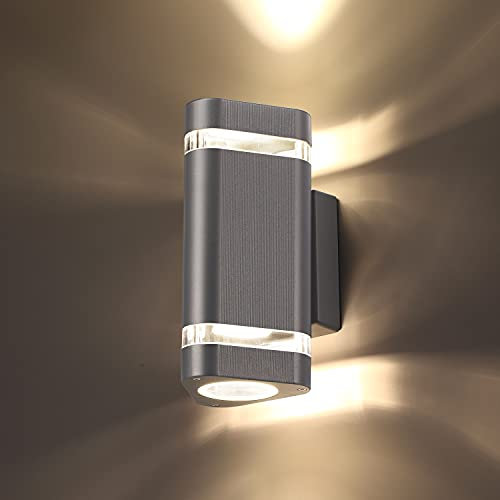 CELAVY Dreieckige LED Wandleuchte Außenleuchte, IP65 Außenlampe Wandlampe aussen GU10 Aluminium, Wasserdichte Aussenleuchte Außenbeleuchtung Außenwandleuchte für Hauswand Haustür Wand, Warmweiß