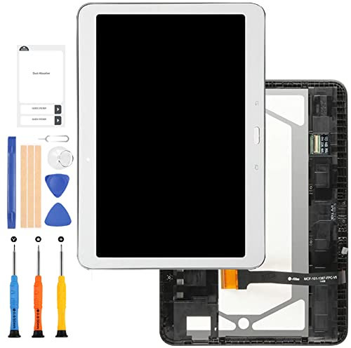 LADYSON Schermo di Ricambio Per Samsung Galaxy Tab 4 10.1 2015 T533 SM-T533 Display LCD Touch Panle Digitizer Full Glass Tablet PC Parti Kit con Telaio + Strumenti (Bianco)