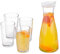 Relaxdays Caraffa in Vetro con 4 Bicchieri, Set Cucina e Tavola, Bottiglia 1 Litro, Tappo Dosatore, Brocca, Trasparente