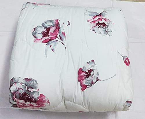 Trapunta Piumone Invernale Matrimoniale mis. 260x260 cm, dis. 8572/14 col. Bianco stampa fuxia tessuto esterno 100% cotone, imbottitura 100% poliestere 330gr/mq, Made in Italy