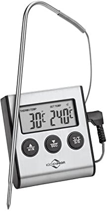 KÜCHENPROFI Digital-Bratenthermometer PRIMUS, -50°C bis 300°C | Küchenthermometer, für Fleisch, Geflügel und Braten, °C/°F umschaltbar, Magnet, Standfuß, Öse, Timer-Funktion