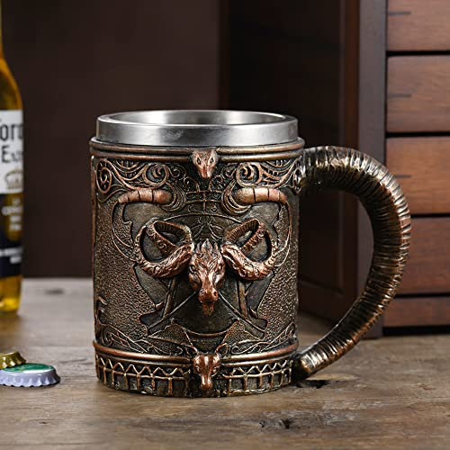 Meyas Bierkrüge Edelstahl Bierbecher Bierkrug Humpen,Bier Tassen Trinkbecher Kaffeebecher,Mittelalterliche Trinkgefäße Becher, Bierkrüge Kaffee Becher,Bar Dekoration Geburtstagsgeschenk für Papa 500ml