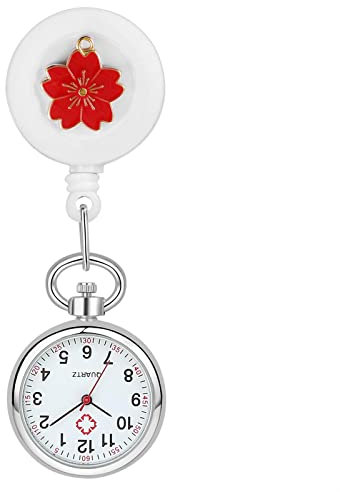 Avaner Krankenschwesternuhr Krankenschwester Uhren, Schwesternuhr Blumen Design mit Clip, Ausziehbare Pflegeuhr FOB Analog Quarzwerk Taschenuhr Ansteckuhr für Pflege Doktor Arzt Schwestern